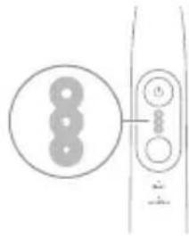 Simple line drawing of a device with three circular components and a vertical connector (no text or symbols)