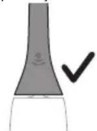 Simple line drawing of a curved object with a checkmark indicating a detail (no text or symbols)
