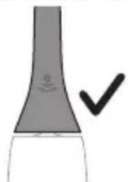 Simple line drawing of a curved object with a checkmark indicating a detail (no text or symbols)