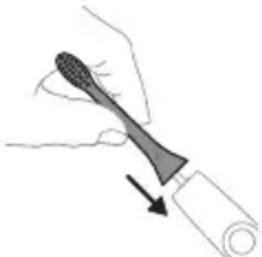 Illustration of a hand holding a toothbrush with an arrow indicating force or direction (no text or symbols)