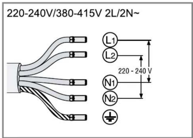 220-240V/380-415V 2L/2N~ L1 L2 220-240V N1 N2