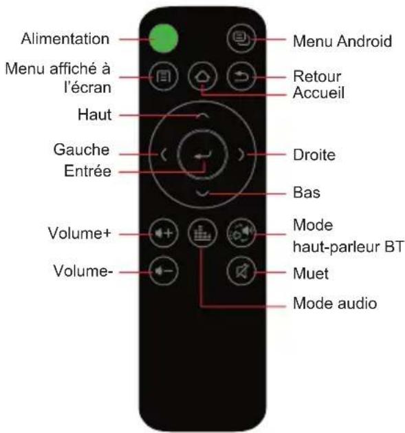 Alimentation Menu affiché à l'écran Haut Gauge Entrée Volume+ Volume- Menu Android Retour Accueil Droite Bas Mode haut-parleur BT Muet Mode audio