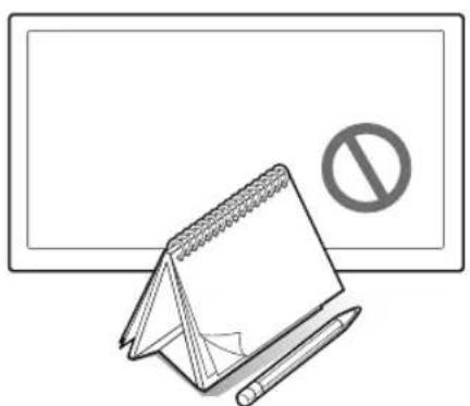 Illustration of a notepad with a pencil and a prohibition symbol on a whiteboard (no text or symbols present)