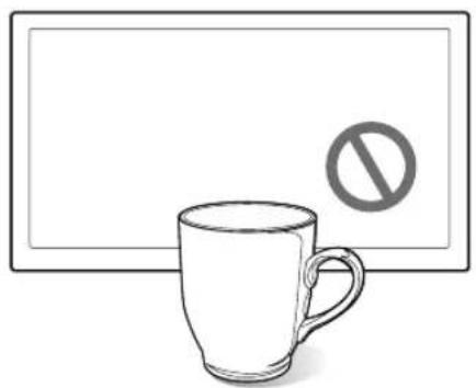 Simple line drawing of a mug and a prohibition symbol on a blank board (no text or labels)