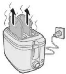 Illustration of a toaster with steam rising from its side, emitting heat (no text or symbols)
