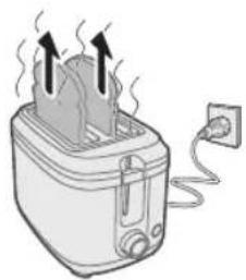 Illustration of a toaster with steam rising from its side, emitting heat (no text or symbols)