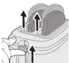 Illustration of a hand pressing down on a device with arrows indicating upward movement (no text or symbols)