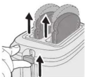 Illustration of a hand pressing down on a mechanical component with upward arrows indicating motion (no text or symbols)