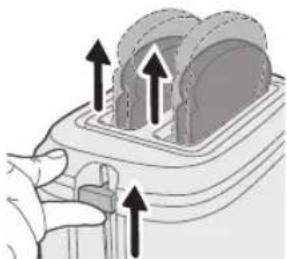 Illustration of a hand pressing down on a mechanical component with upward arrows indicating motion (no text or symbols)