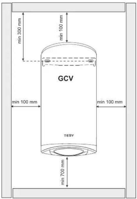 min 300 mm min 100 mm min 100 mm GCV min 100 mm min 100 mm TESY min 700 mm