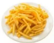 Plate of shredded yellow food items, no text or symbols visible.