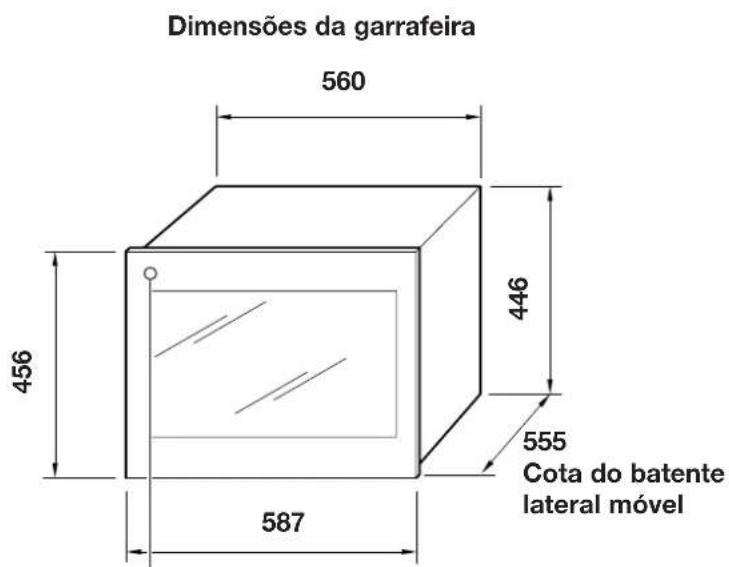 Dimensões da garrafeira 560 446 456 555 Cota do batente lateral móvel 587
