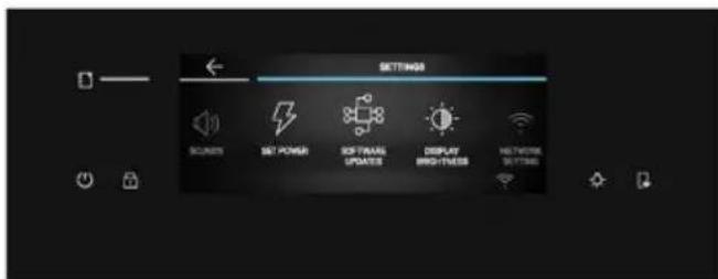 IMPOSTAZIONI CONTENUTI IMPOSTA POTENZA SCS TRANS AGGIORNAMENTI DISPLAY LUMINOSITÀ RETI IMPOSTAZIONI