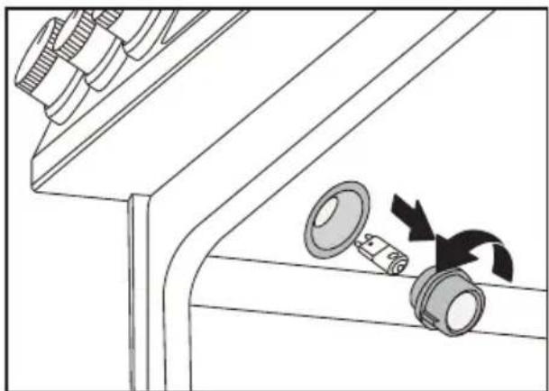 Technical illustration of a mechanical component with rotating parts and directional arrows (no text or symbols)