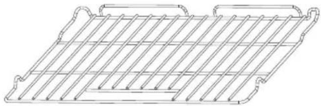 Line drawing of a rectangular metal grate or rack structure with no text or symbols