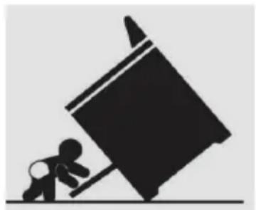 Silhouette of a person pushing a large block on a horizontal surface (no text or symbols)