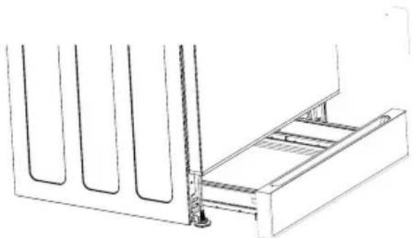 Technical line drawing of a structural assembly with vertical supports and a horizontal panel (no text or symbols)