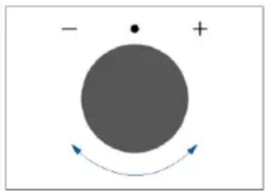 Simple diagram with a large gray circle, a dot above it, and curved arrows indicating rotation or direction (no text or symbols)