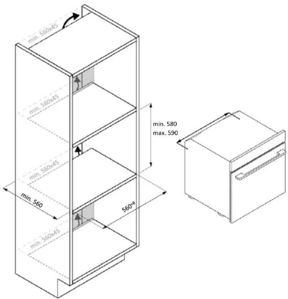 Technical diagram of a multi-level elevator system with labeled components and an inset showing a zoomed-in view of the interior.
