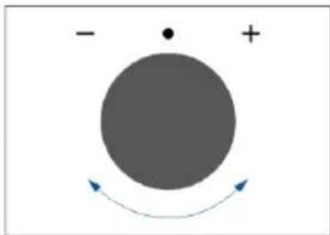 Simple diagram with a gray circle, plus signs, and curved arrows indicating rotation or direction (no text or symbols)