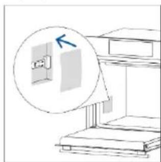 Diagram of a cabinet or rack with an inset showing a door and a blue arrow labeled 'K'.