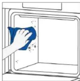 Hand cleaning a window with a blue cloth, no text or symbols visible