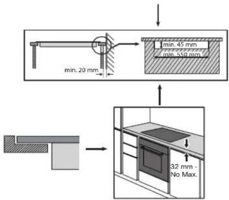 min. 20 mm min. 45 mm min. 550 mm 32 mm - No Max.