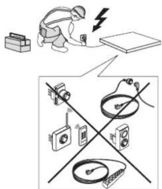 Diagram illustrating electrical circuitry with a worker, switches, and various electronic devices including radio, capacitors, and meters.