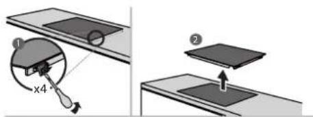Diagram illustrating a mechanical setup with labeled components and directional arrows, including a magnified view of a component labeled 'x4'.