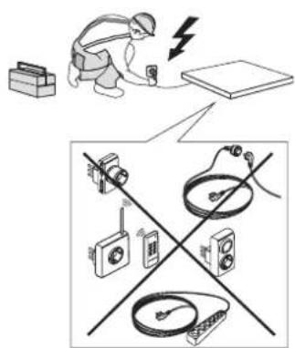 Diagram illustrating electrical circuitry with a worker, switches, and various electronic devices including radio, capacitors, and meters.