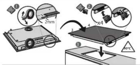 Diagram illustrating a mechanical assembly process with labeled components and temperature indication.