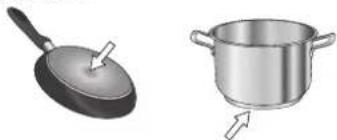 Illustration of a frying pan and a cooking pot (no text or symbols).