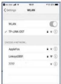 Configuración WLAN WLAN ✓ TP-LINK-OST ✓ ① COMPROBAR UNA RED... AppleFos Linksys0891 7772
