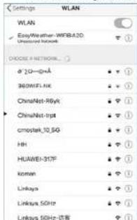 Configuración WLAN EasyWeather-WRBA2D Red no segura ELEGIR RED... 20-G=√A 360WFL.NK ChinaNet-Rlyk ChinaNet-trpt cmostek_10_SG HH HUWEI-317F koman Linkays Linkays 5GHz Linkays 5GHz canal