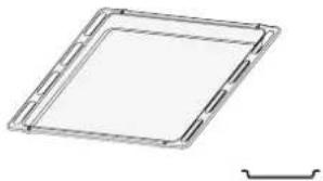 Pure geometric diagram of a square frame with a small curved line on the right side.
