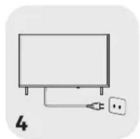 Simple line drawing of a monitor connected to a power outlet (no text or symbols)