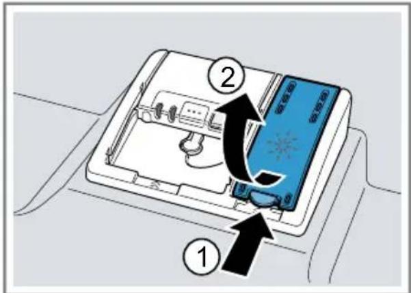 Diagram showing device installation steps with numbered annotations indicating component placement.