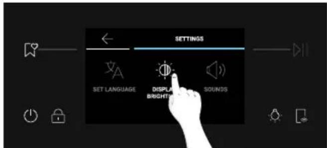 SETTINGS SET LANGUAGE DISPLAY BRIGHT SOUNDS