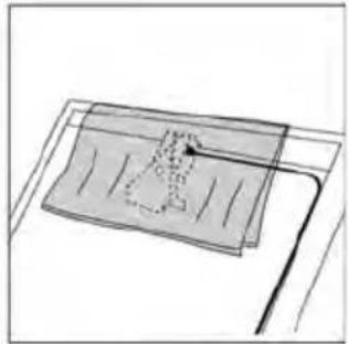 Simple line drawing of a rectangular object with internal lines and a small circular symbol, no text or symbols present.