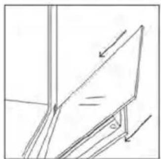 Simple line drawing of a ladder leaning against a wall, with no text or symbols present.