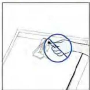 Simple line drawing of a hand holding a tool, no text or symbols present.