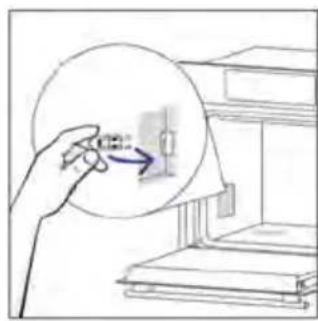 Illustration of a hand holding a circular object with an arrow pointing to a small electrical component, next to stacked books (no text or symbols visible)