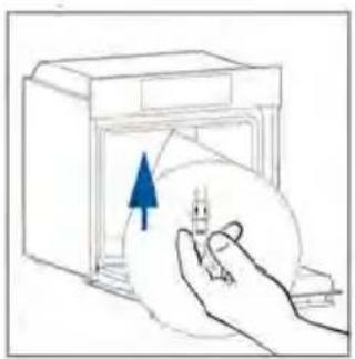 Illustration of a hand pressing down on a circular object with an arrow indicating motion (no text or symbols)