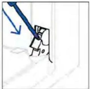 Simple line drawing of a hand holding a pen, with no text or symbols present.