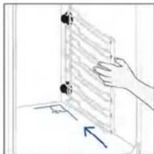 Hand holding a transparent panel with a blue arrow indicating direction (no text or symbols).