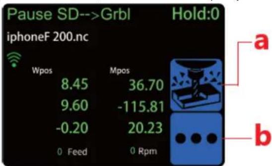 Pauza SD-->Grbl Hold:0 iphoneF 200.nc Wpos Mpos 8.45 36.70 9.60 -115.81 -0.20 20.23 0 Posuv 0 Otáčky a b