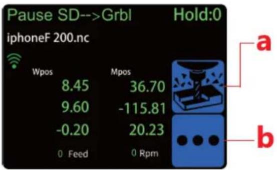 Pause SD-->Grbl Halt:0 iphoneF 200.nc Wpos Mpos 8.45 36.70 9.60 -115.81 -0.20 20.23 0 Vorschub 0 U/min a b