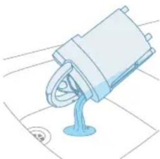 Illustration of a mechanical component pouring liquid into a container (no text or symbols)