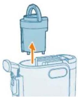 Illustration of a kitchen appliance with a handle and fan, showing a cooking step (no text or symbols)