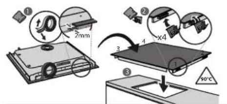 Diagram illustrating the assembly process of a projector with labeled parts and temperature indication